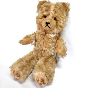 VINTAGE Straw Filled Mohair Teddy Bear Jointed Arms Legs